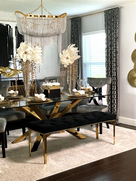 gold and black dining room